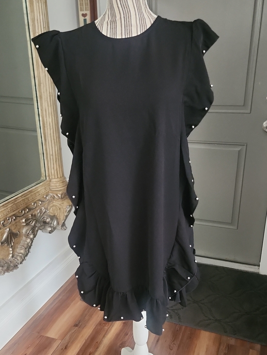 TCEC Dresses & Skirts - TCEC Women’s Black Ruffle Bead-Accent Dress - S